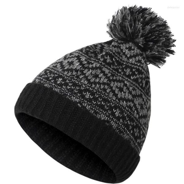 Beanie/Skull Caps Casual Knit Beanie Hat Donna Autunno Inverno Caldo Soft Cap Stampa Sci Peluche Moda Addensare Coperture Cotone lavorato a maglia Delm22