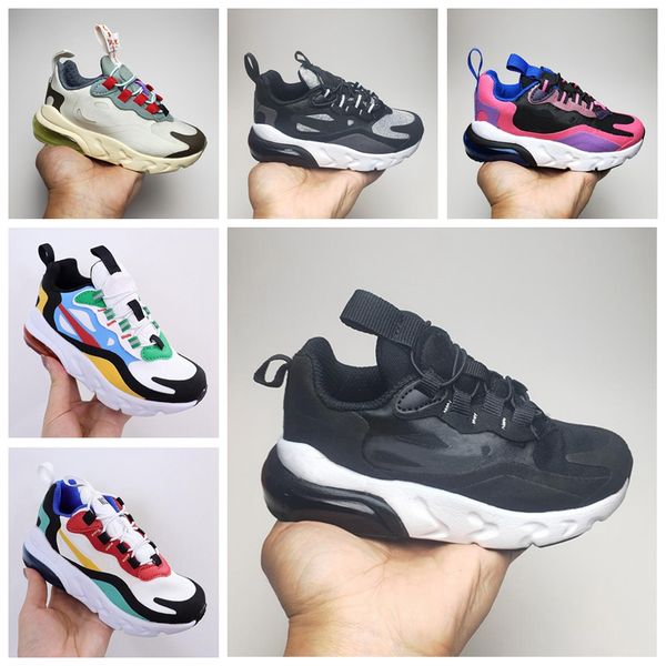 

new 270 baby children's running shoes boys and girls sports jogging track field basketball black white super bright violet toddler clas
