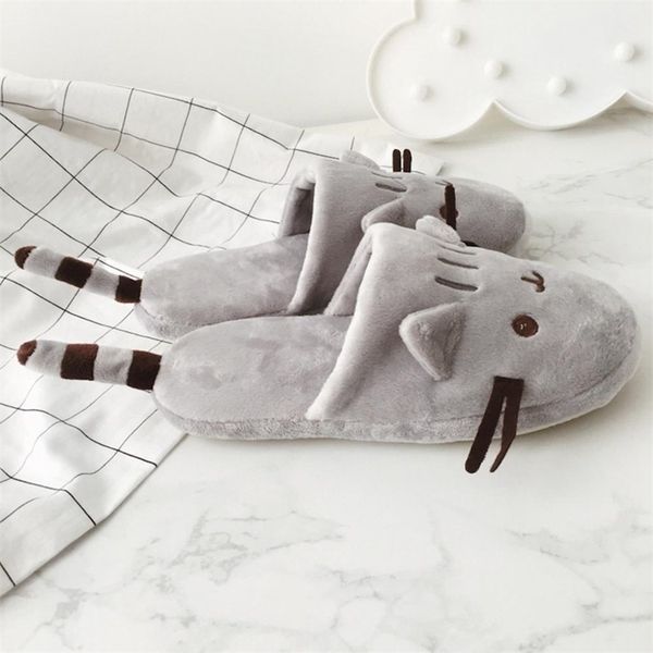 

cat animal slippers cartoon women soft slipper indoor house gilr winter plush shoes y200424, Black