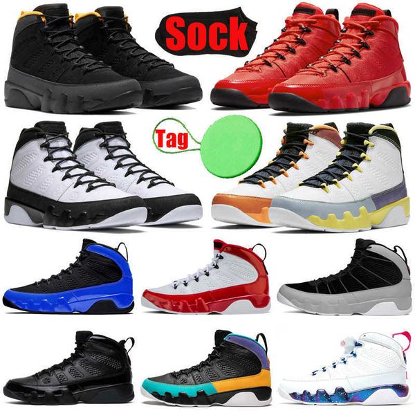 

with sock tag jumpman 9 9s men basketball sneaker particle grey university blue gold racer chile gym red change the world athletic mens shoe