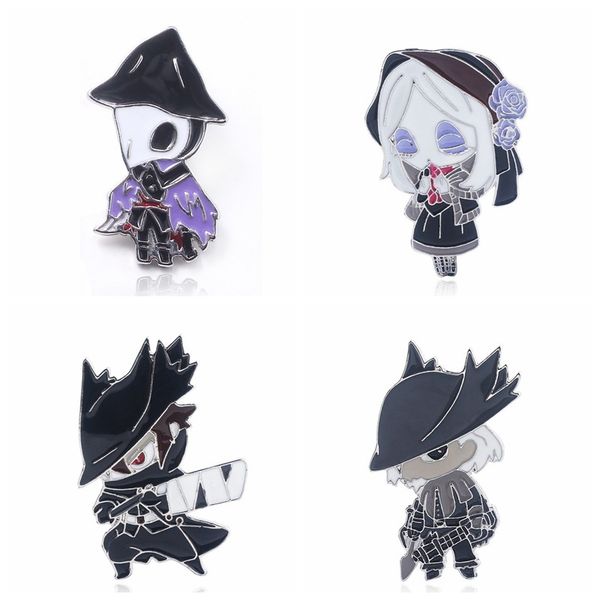 

game bloodborne old hunter eileen the crow doll lady maria enamel alloy badge brooch pin clothes lapel bags accessories, Blue