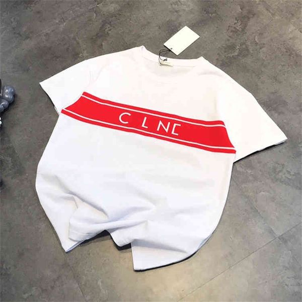 

2022 new special offer summer arc de flocking letter thread neckline short sleeve women's simple casual loose t-shirt, White