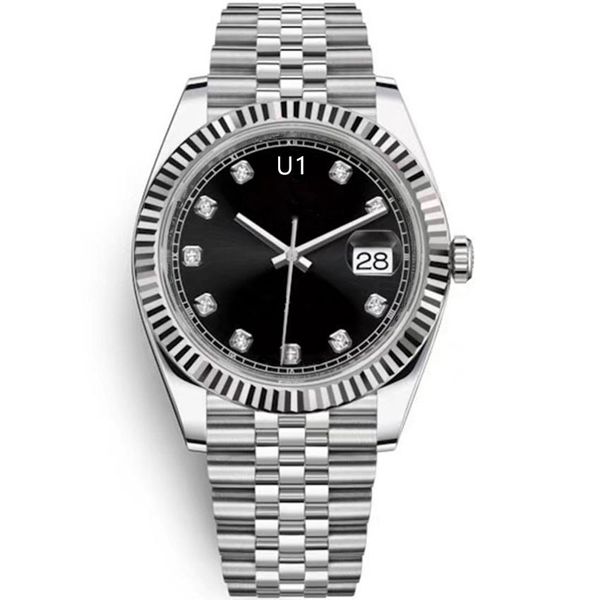 Часы ST9 Black Diamond Dial U1maker Datejust Рифленый безель 41 мм 116333 126334 Автоматический механический ремешок Сапфировое стекло Мужские наручные часы
