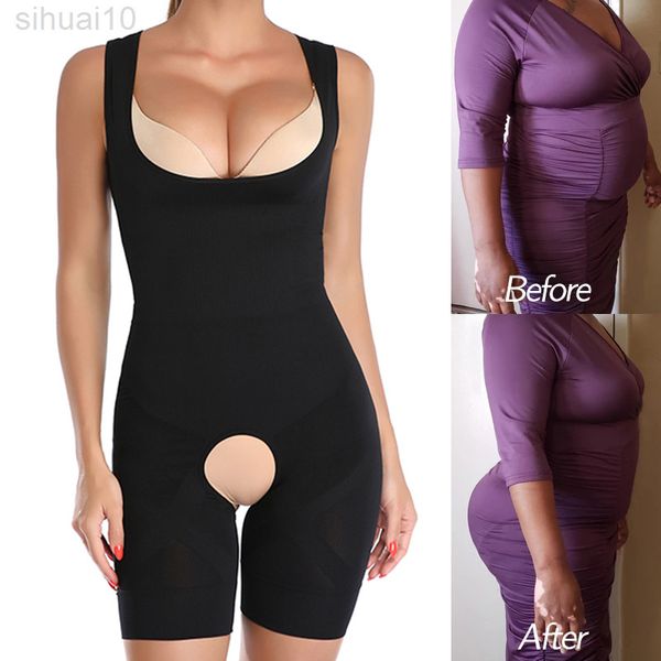 Donne che dimagriscono Body Shapewear Top Tummy Control Body Shaper Spaghetti Camicia Maillots Bodycon Tuta Plus Size L220802