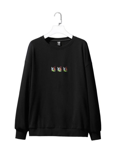 

x toby blessing cartoon graphic drop shoulder sweatshirt 36y2#, Black