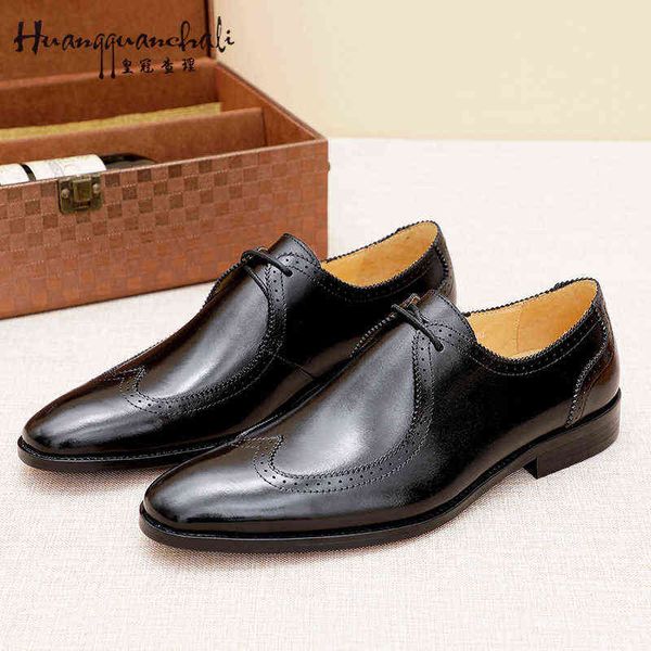 

nxy dress shoes guangzhou men s shoes business dress leather round head lace up british style casual low derby men 220804, Black