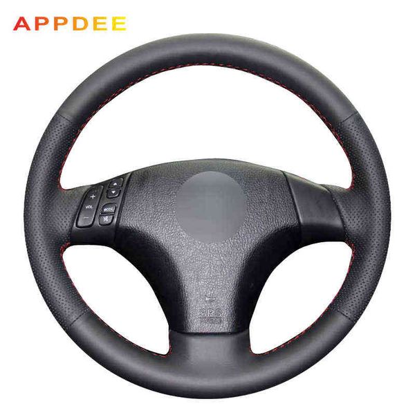 Coprivolante per auto in pelle sintetica nera per Mazda 3 Mazda 5 Mazda 6 2003 2004 2005 2006 2007 2008 2009 J220808