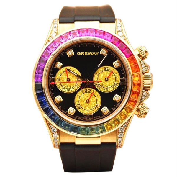 

wristwatch designer automatic mechanical watches 18k gold diamond rainbow ring mens womens wristwatches come with box217z, Slivery;brown