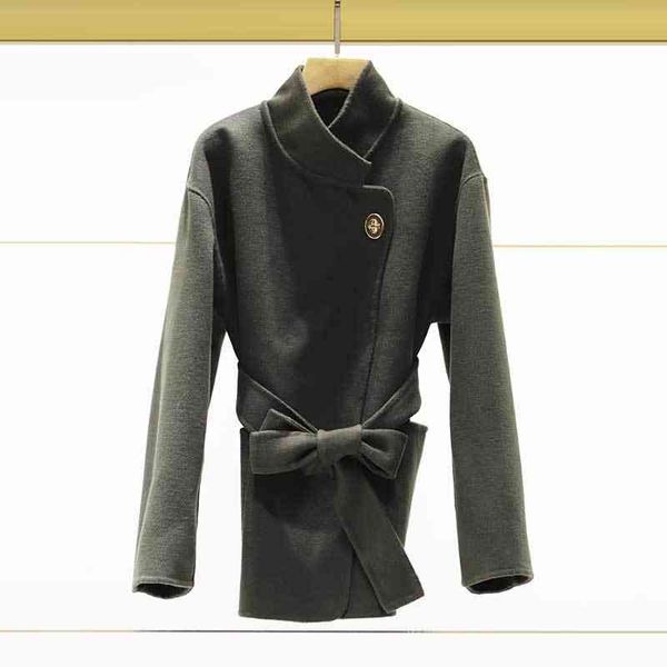 

women's wool & blends fadan m family[same for bloggers] autumn and winter waist closing wool blend coat women, Black