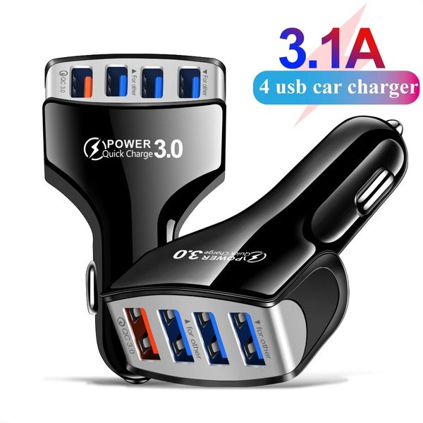 

4 ports usb car charger mobile phone fast charging adapter for iphone qc 3.0 phone charge