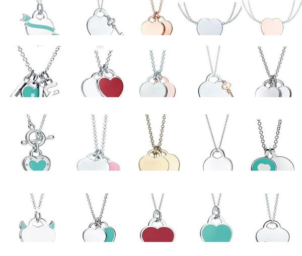 

tiff 925 silver pendant necklace female jewelry exquisite craftsmanship with official logo blue heart wholesale cjeweler14 with box