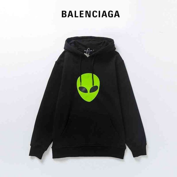 

2022 designer bal hoodies and coats autumn winter 2022 balischia aliens lock hooded thickened sweater sports casual men's women's, Black
