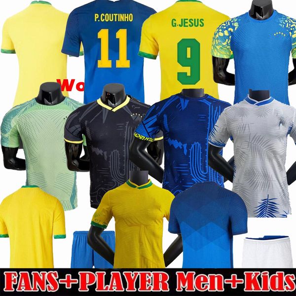 

2022 2023 player version thai version brazils richarlison g.jesus soccer jerseys camiseta 22/23 coutinho firmino marquinhos casemiro brasil, Black;yellow