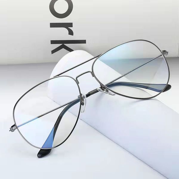 

2022 sunglasses disc women's anti-blu-ray glasses fashion brand metal large frame flat myopia glasses students computer reading06, White;black