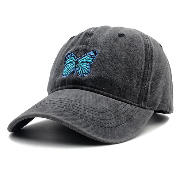

new blue butterfly vintage washed cotton embroidery dad hat for men women baseball cap golf caps snapback cap, Blue;gray