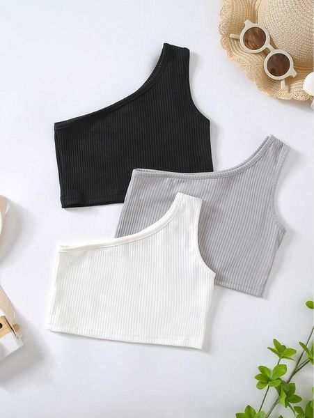 

toddler girls 3pcs one shoulder tank she, Blue