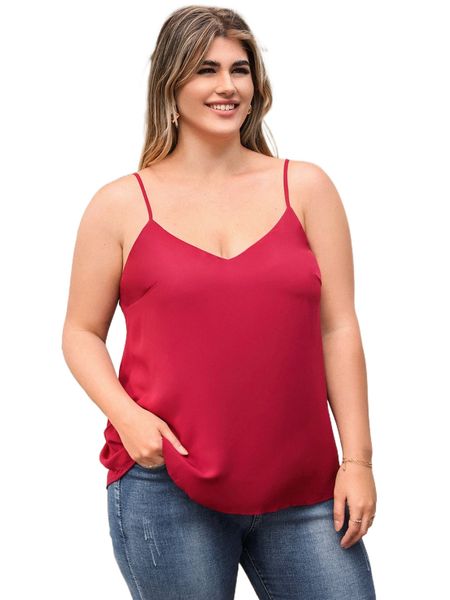 

plus solid adjustable strap cami p2r0#, Black