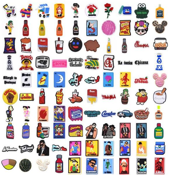 

fast delivery mexican croc shoe charms pvc shoecharms buckle soft rubber bracelet wristband decoration wholesale fast ship, White;pink
