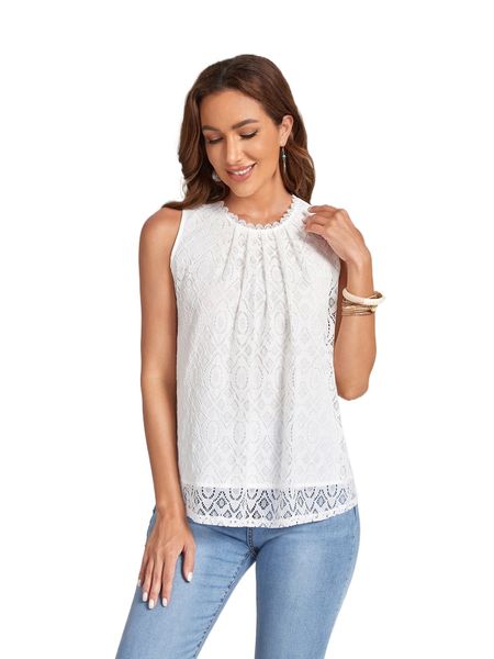 

emery rose keyhole back contrast lace blouse o4ef#, White