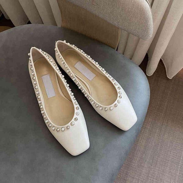 

dress shoes joezie half round rivet flat shoes women's side head shallow mouth liuding single ballet, Black
