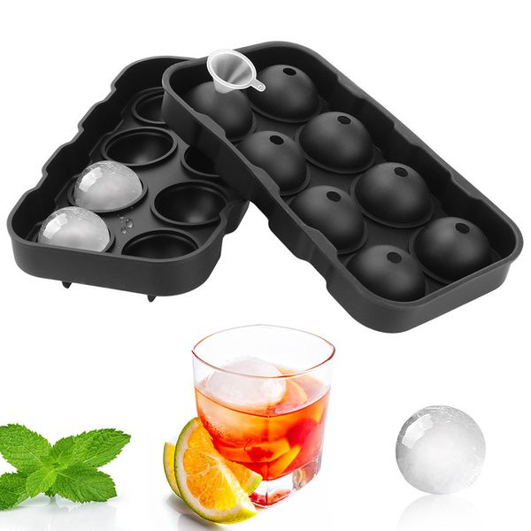 Ice Ball Tray Bar Accessiories 8 Cavità Stampo in silicone Utensili da cucina Sfera con imbuto Cube Maker 220617