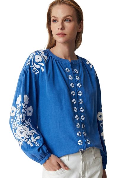 

motf premium linen embroidery balloon sleeve blouse z4jx#, White