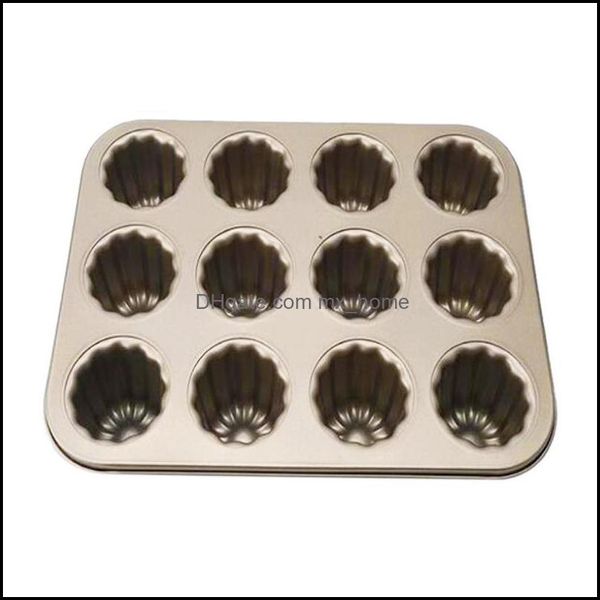 Ferramentas de pastelaria de panifica￧￣o Bakeware Kitchen Dining Bar Garden Home Canele Bolo de molde Pan 12 Cavidades antiaderentes Can Dh0na