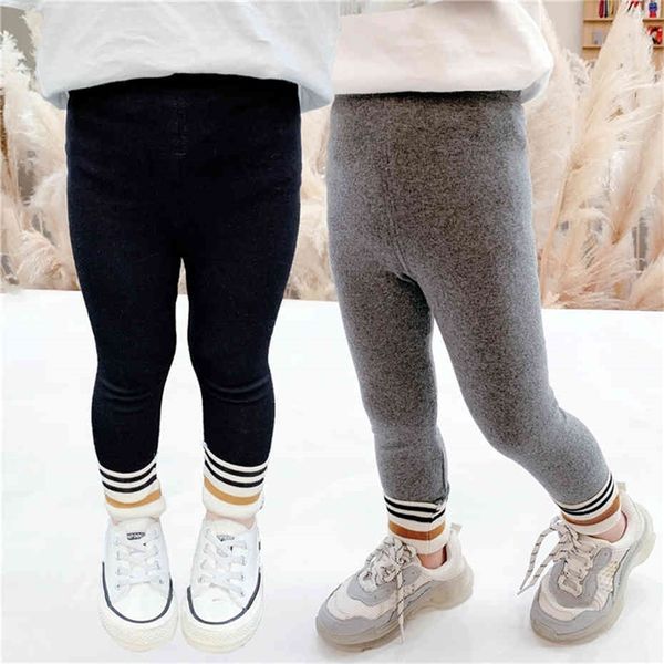 Garotas Leggings calças listradas para garotas de retalhos infantis calças finas da primavera Autumn Roupos de menina 210412