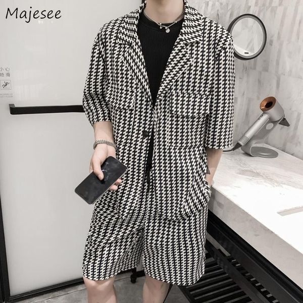 

sets men half sleeve blazers handsome summer shorts kneelength 2 pcs outfits streetwear casual fashion korean clothing 220803, Gray