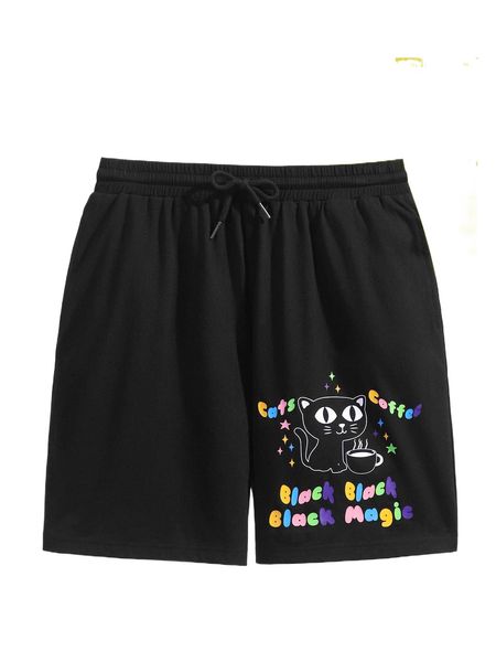 

x nemons cartoon graphic drawstring waist shorts x8kc#, White;black