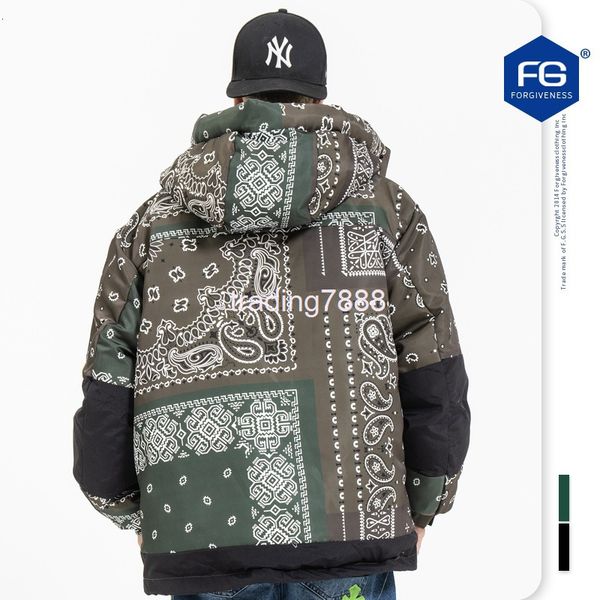 

men's jackets fg men's wear | fashion brand in autumn and winter stitched waist flower contrast color double-sided cotton clothes, Black;brown