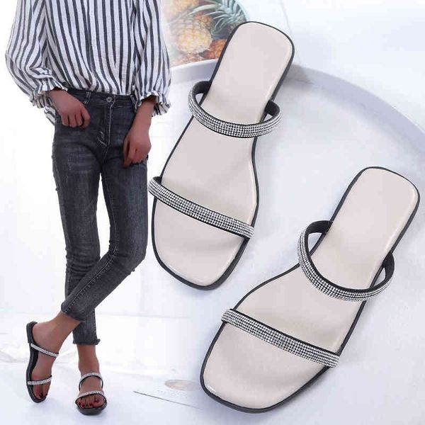 

women's 2022 new style summer comfortable rhinestone simple large size women's shoes, Black