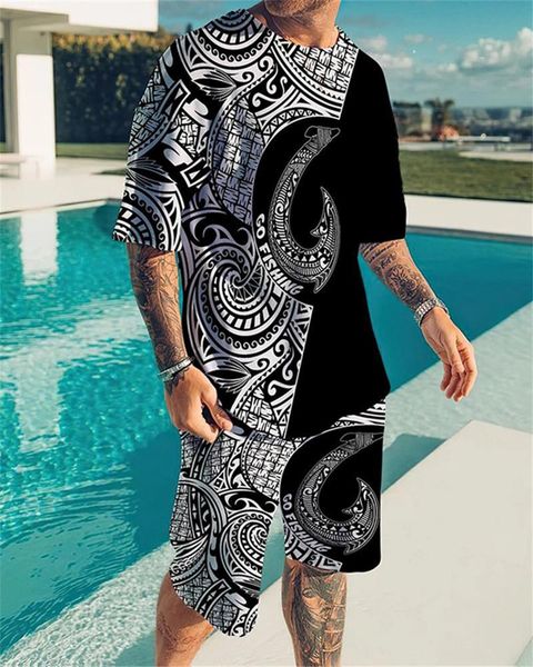 

men's tracksuits men's clothing sports suit t-shirt shorts workout clothes 2-piece letters 3d solid color printing short-sleeved s, Gray