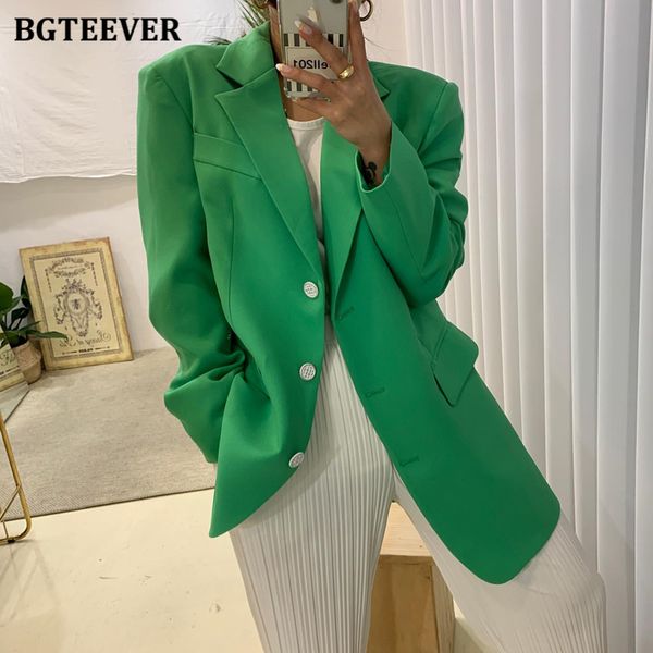 

stylish vintage single-breasted women jacket long sleeve loose green female blazer 2021 autumn ladies outwear coat, White;black