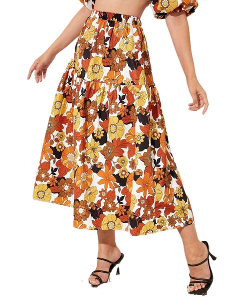 

f.loral p.rint r.uffle h.em s.kirt y0tz#, Black