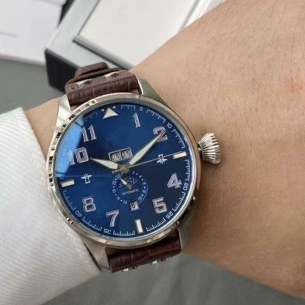 

boutique men's watch classic fashion 44mm316 stainless steel dial leather strap 2022 new designer automatic mechanical watch, Slivery;brown