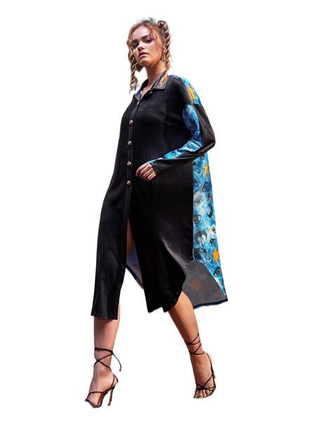 

x larissa torres split hem button front velvet dress y7kj#, Black;gray