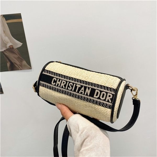 

75% handbags outlet sale super low woven summer fashion simple ins style single shoulder holiday cylinder bag