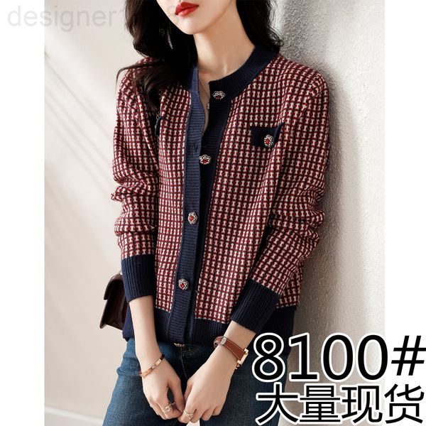 

women's sweaters designer 8100# light cooked small fragrance professional goddess model 2021 lattice pattern is thin and age reducing e, White;black