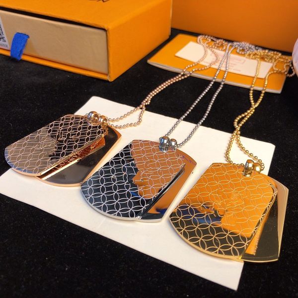 

luxury necklace designer necklaces female stainless steel couple gold sliver military card chain pendant jewelry neck gifts for girlfriend a, Silver