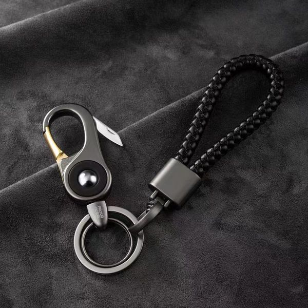 

2022 key holder keychain key chain buckle keychains lovers car handmade black leather bags pendant accessories 4 color 65221 with box dust b, Silver