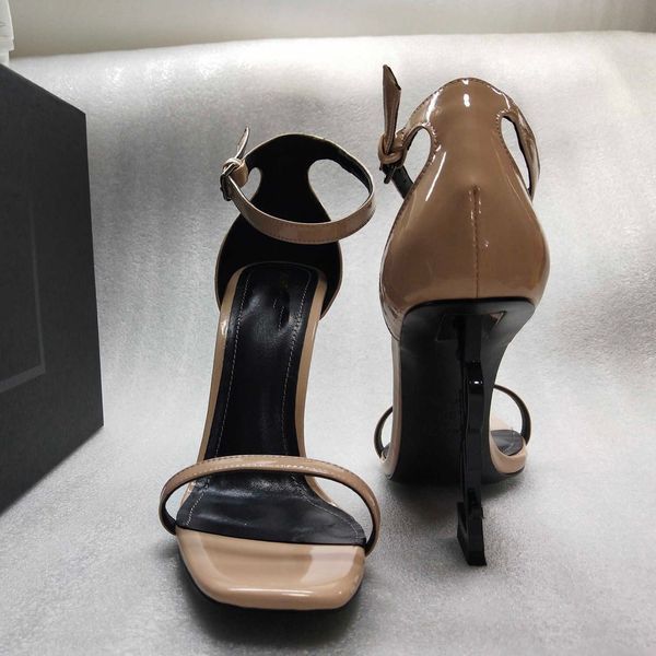 

shoe 2021 luxury designer style patent leather high heels women unique letters sandals dress wedding shoes .5cm xx-0045, Black