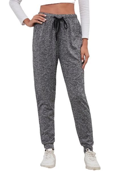 

space dye drawstring waist sweatpants e5e6#, Black;white