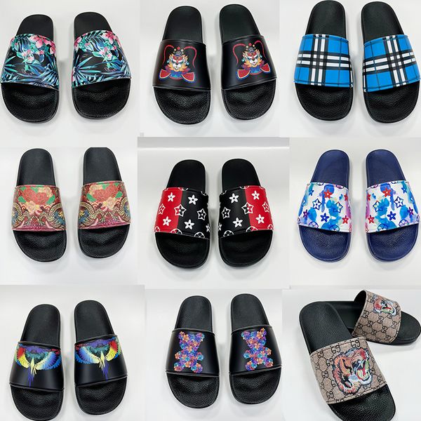 

men women luxury brand slides sandals designer slippers printing grid pattern summer beach sandal slipper flat lady platform flip flops snea, Black