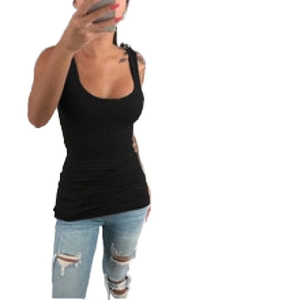 

european and american foreign trade fashion simple solid color high elastic sports vest t-shirt six color eight yard spot sale d1r7#, White