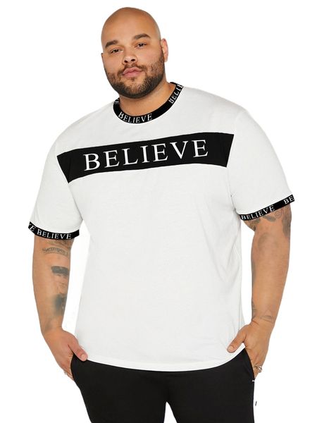 

extended sizes men letter graphic ringer tee f5bb#, White;black