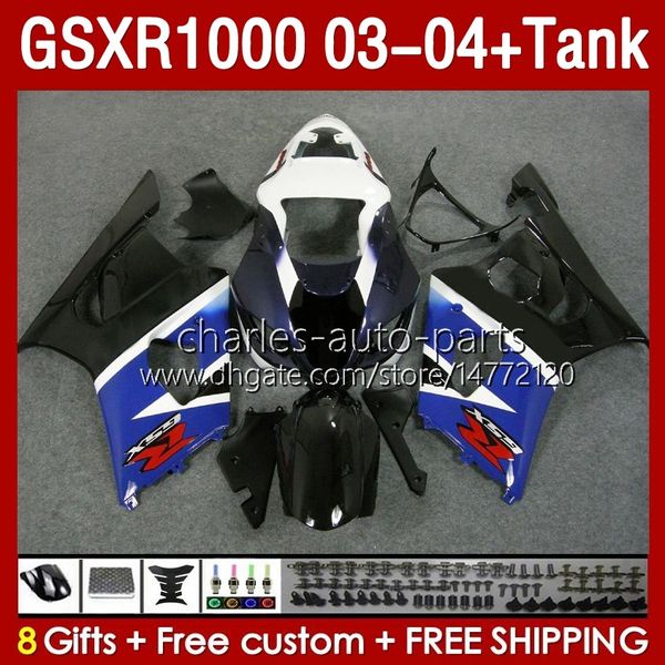 Tanque de atendimento OEM para Suzuki GSXR-1000 K 3 GSX R1000 GSXR 1000 CC 03-04 Corpo 147NO.06 1000CC GSXR1000 K3 03 04 GSX-R1000 2003 2004 Moldado de inje￧￣o Kit de estoque azul BLK Blk
