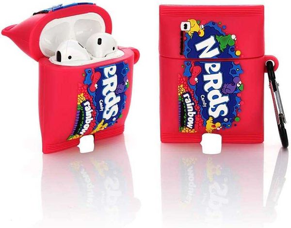 

airpods silicone case 3d cartoon funny cute cover compatible for apple airpods 1&2 [snacks series 2] (fun candy nerds)