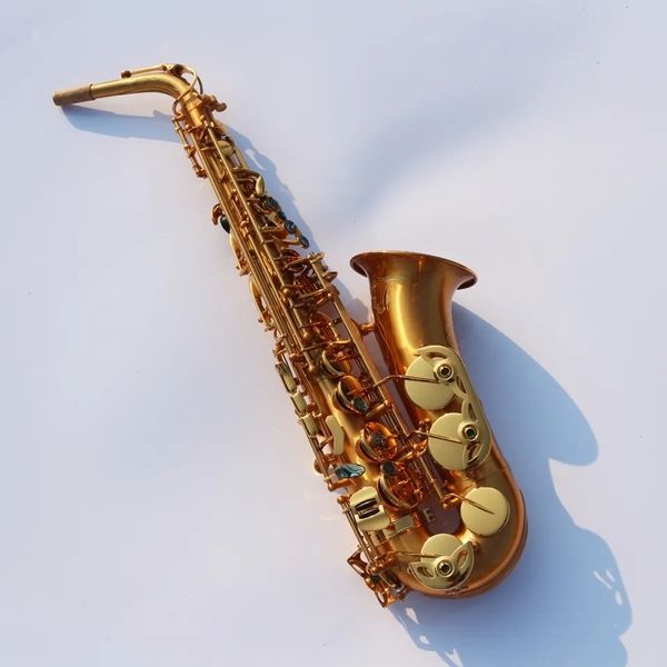 Hochwertiges, vergoldetes E-Tune-Altsaxophon, goldgebürstetes Abalone-Saxophon mit hellen Tasten, professionelles Saxophoninstrument kann individuell angepasst werden