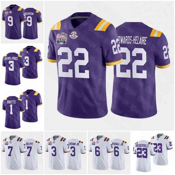 

a001 9 joe burrow tigers college football jersey clyde edwards helaire grant delpit justin jefferson odell beckham terrace marshall jr. kays, Black